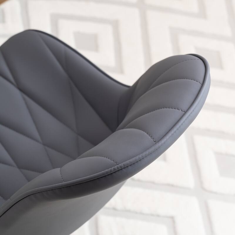 Armless Swivel Office Chair, Faux Leather Task Chairs with Wheels