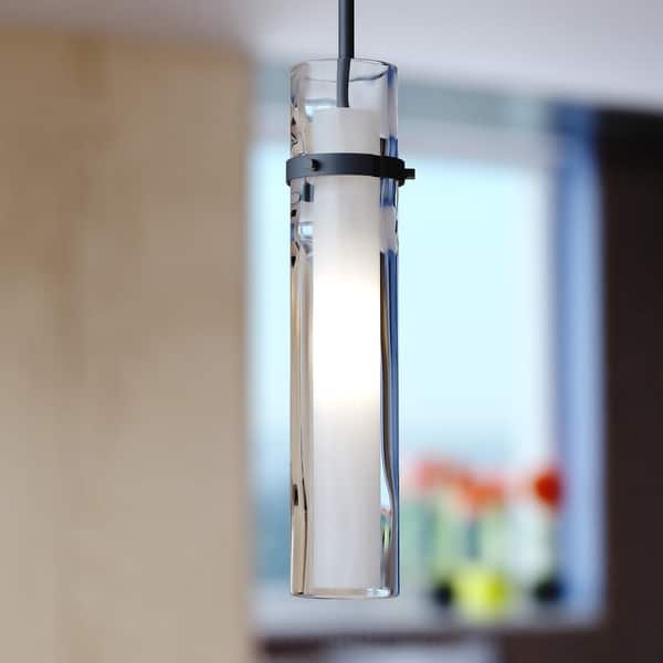 slide 2 of 11, Vilo Contemporary Mini Pendant Ceiling Light White Glass 4.5-in W x 23.5-in H x 4.5-in D - Matte Black