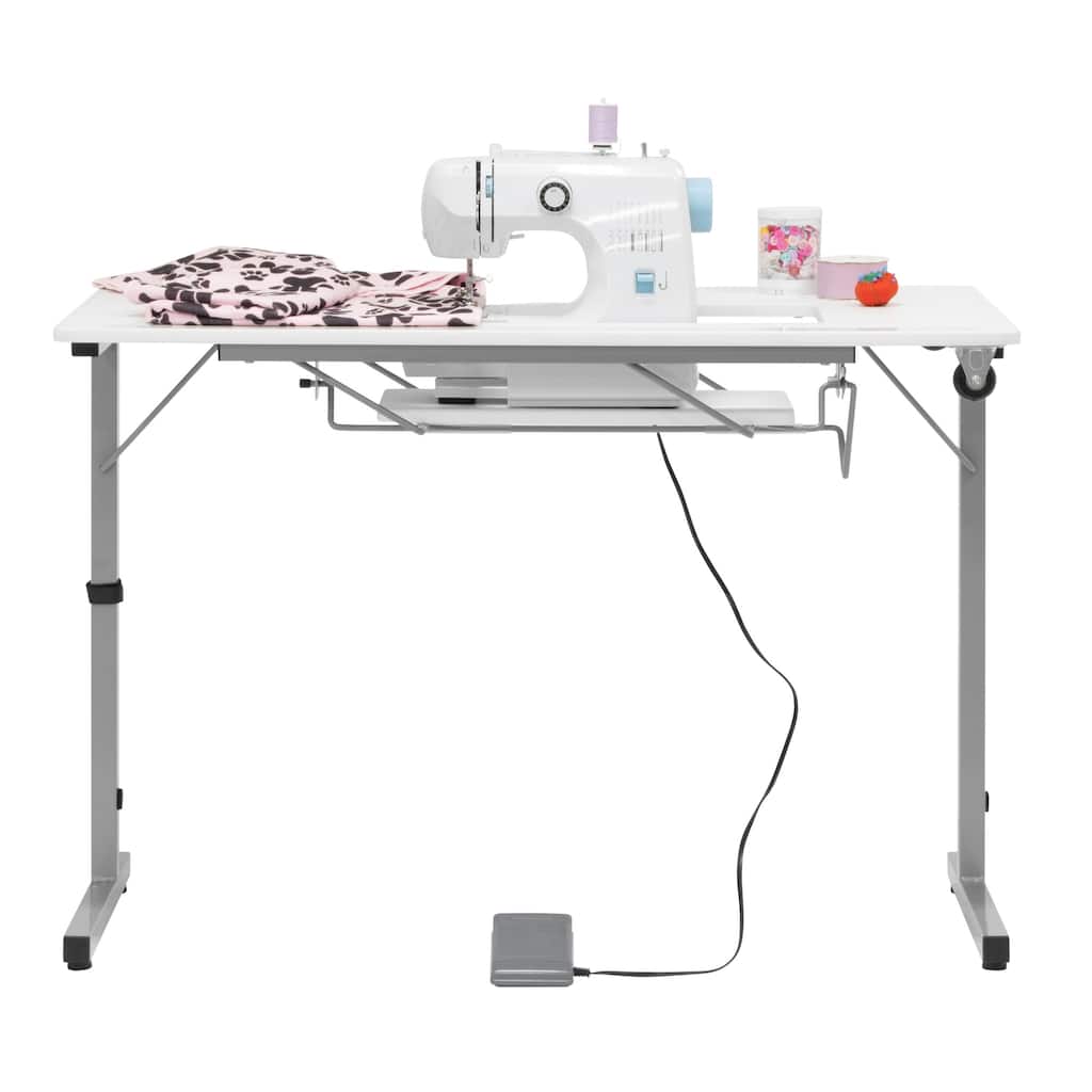 Sew Ready Rollaway II Sewing Table Silver/White Portable Folding Rolling.