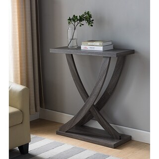 Curved Design Entryway Console Table, Distressed Gray Console Table for