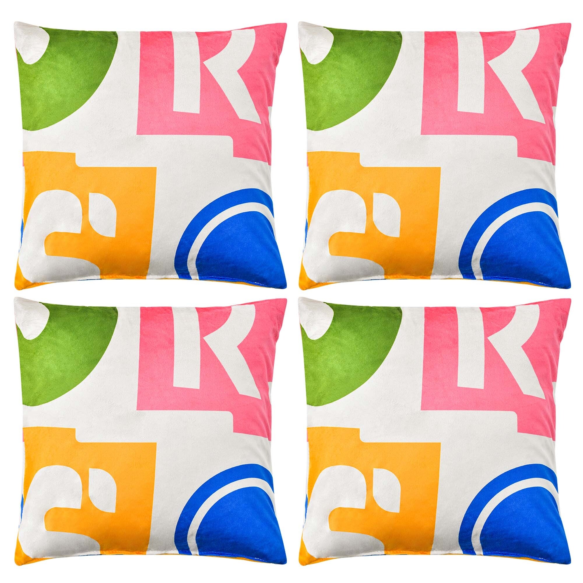 4PCS Square Throw Pillows Removable & Washable Velvet Pillow