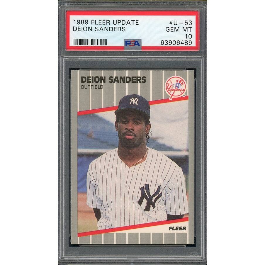 Deion Sanders 1989 Fleer Update Baseball Rookie Card #U-53 Graded PSA 10 - 8'6" x 11'6"
