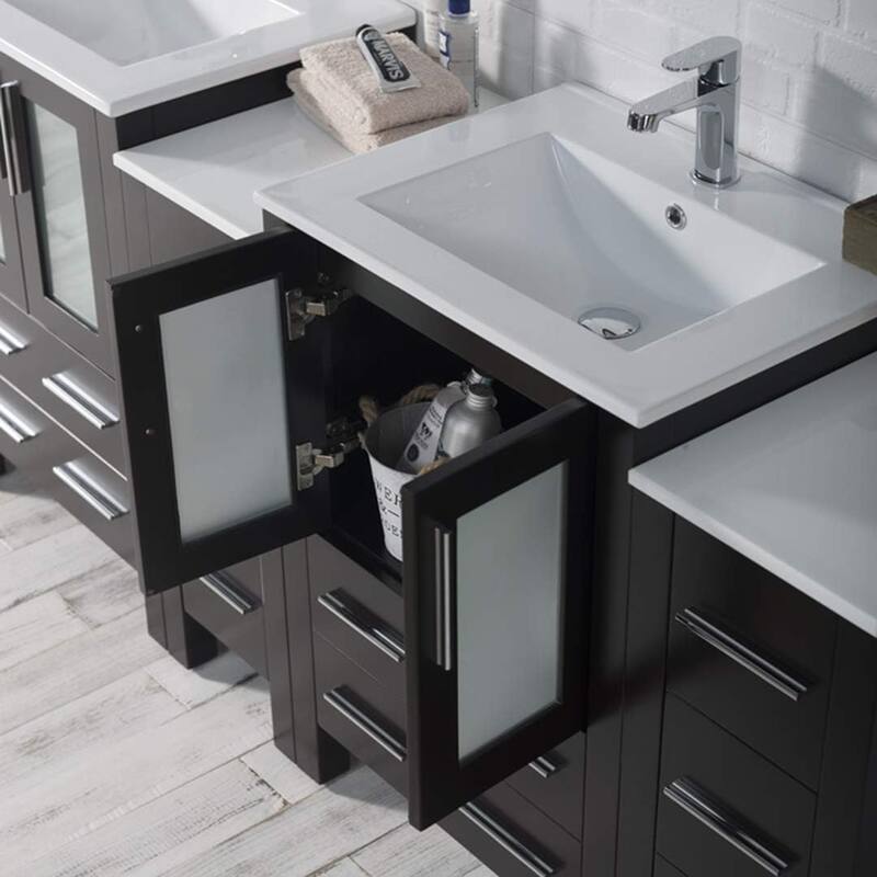 Blossom Sydney 84 Inch Solid Wood Double Sink Vanity with Side Cabinet