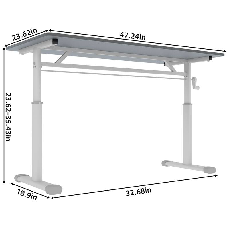 GDFStudio - 47"W Manual Height Adjustable Ergonomic Computer Desk