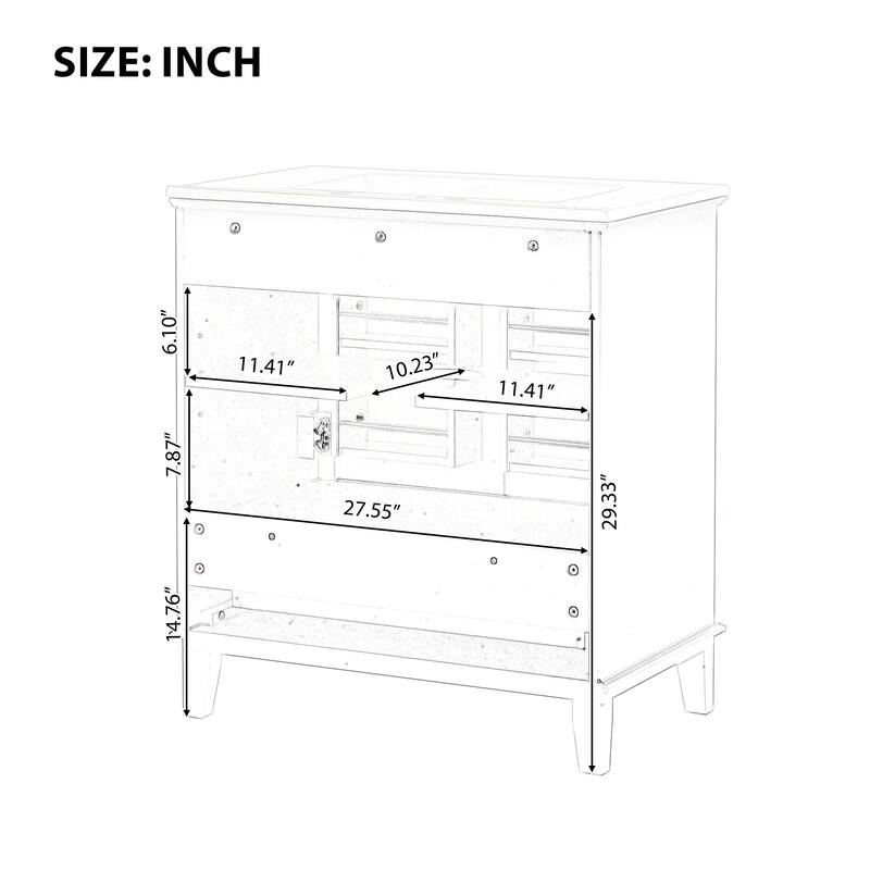 30 inch Freestanding Bathroom Vanity Set in Black with Integrated Ceramic Sink