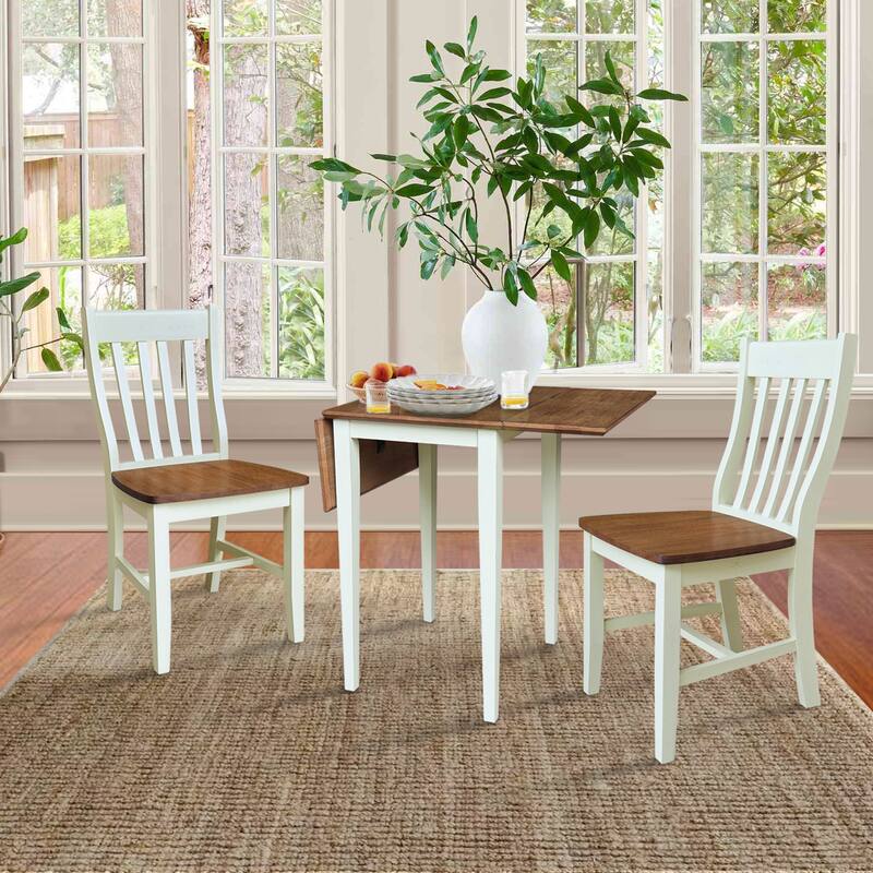 Solid Wood Dual Drop Leaf Table with Two Chairs - 3 Piece Set