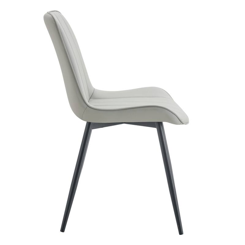 Dining Chair Set of 4 PU Extended Seating with Black Metal Legs