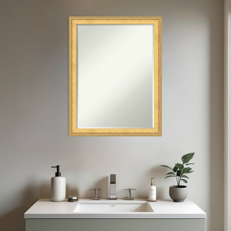 Owen Half-Inch-Bevel Framed Bathroom Vanity Wall Mirror - Owen Gold - 21 x 27 in