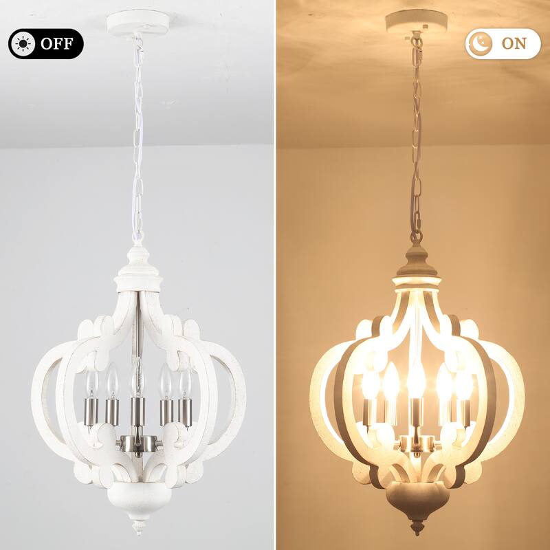5-Light W17.71" x H78.74" Rustic Lantern Chandeliers for Dining Room