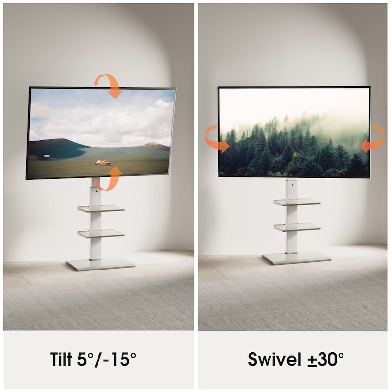 FITUEYES White Metal Base TV Stand for 32-75 inches TVs