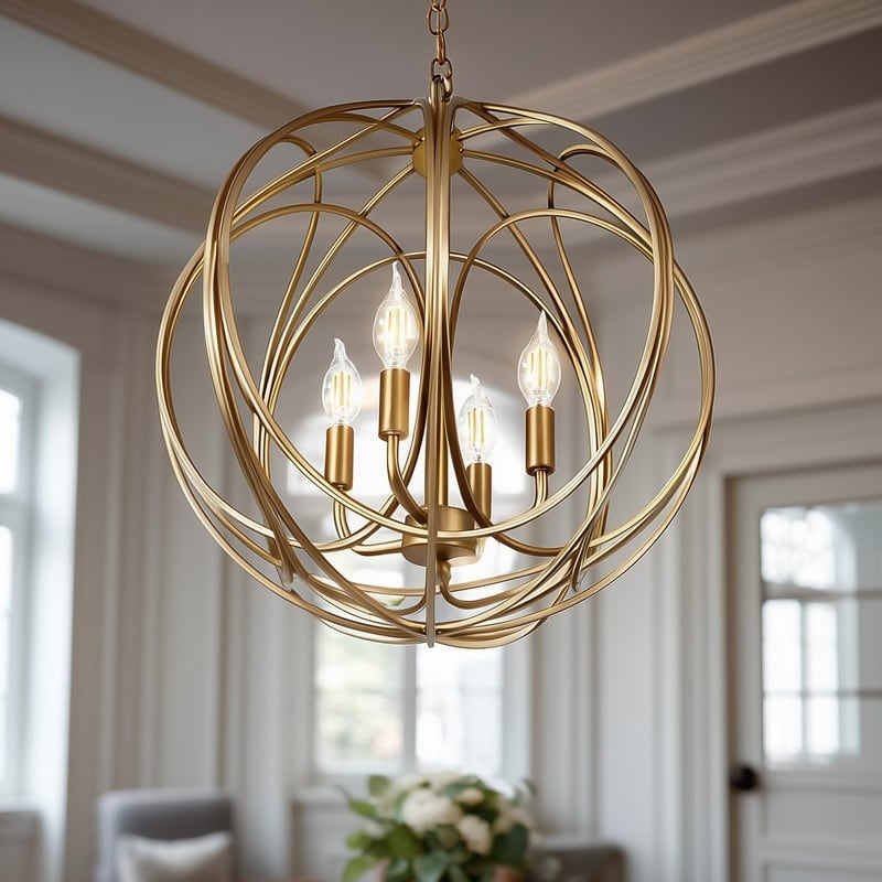 Yosemite Home Decor Satin Brass Metal/Stainless Steel Globe 4-light Chandelier - Satin Brass