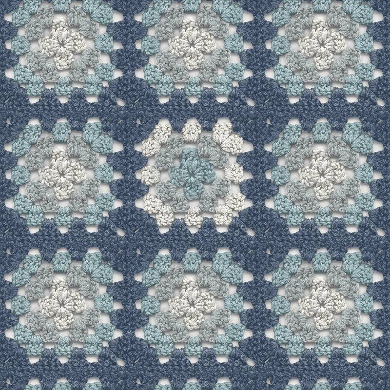 Chesapeake Maud Blue Crochet Geometric Wallpaper