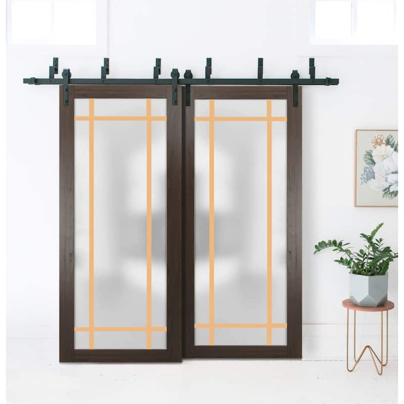 Barn Bypass Doors 36 x 80 Planum 2113 Chocolate Ash Sturdy 6.6ft