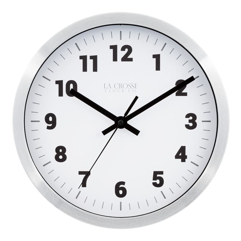 La Crosse Clock 404-2626 10 inch Silver Metal Analog Wall Clock
