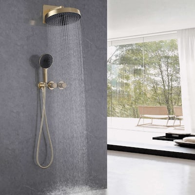 Wall Mounted Rainfall Shower System With Three Function Handheld Shower