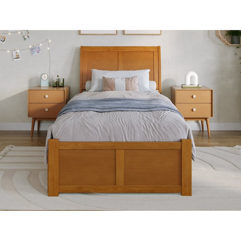 Portland Platform Bed with Footboard and Twin XL Trundle