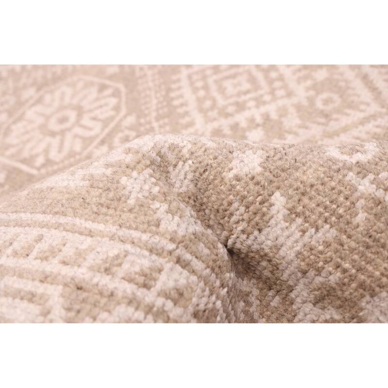 ECARPETGALLERY Hand-knotted Tangier Khaki Silk, Wool Rug - 5'3 x 7'8