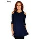 Simply Ravishing Women's Cold Shoulder Flare 3/4 Sleeve Blouse Top Tunic Shirt (Size: S-5X) - Thumbnail 23