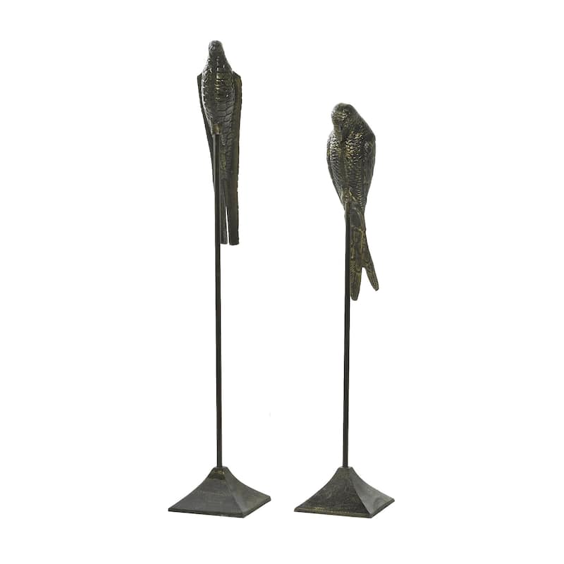 Aluminum Metal Bird Decorative Sculpture - Set of 2 Black - Roche River Decor