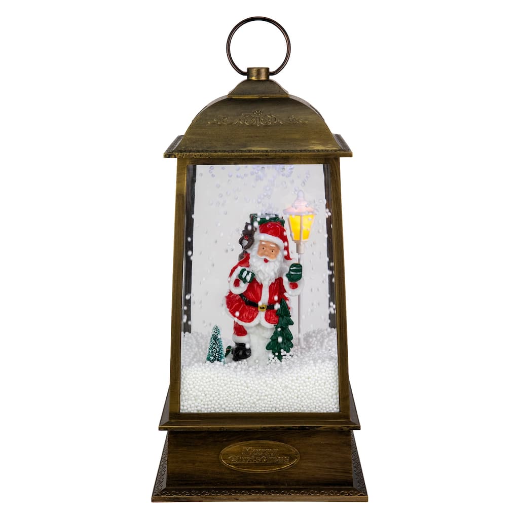 LED Lighted Snowing and Musical Santa Christmas Lantern - 13.5"