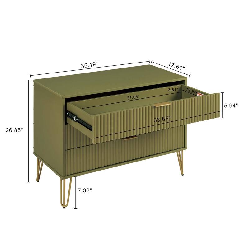 Manhattan Comfort 2-Piece Dumbo Modern Standard 3-Drawer Dresse 2.0 Nightstand Set