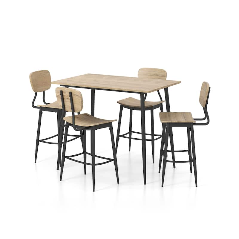 Cairo Industrial Metal 5-Piece Counter Height Dining Table Set by Furniture of America - Natural