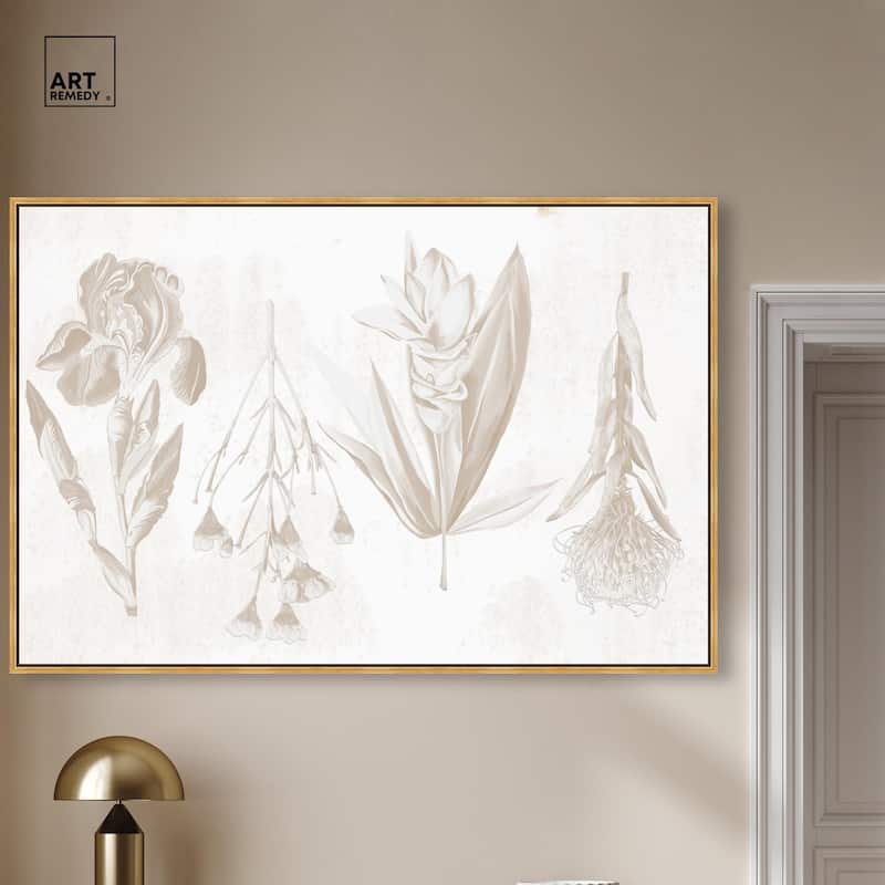 White Pressed Flora Canvas by Art Remedy