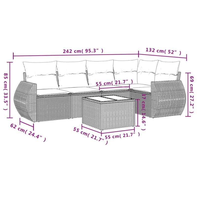 vidaXL Garden Sofa Set Black