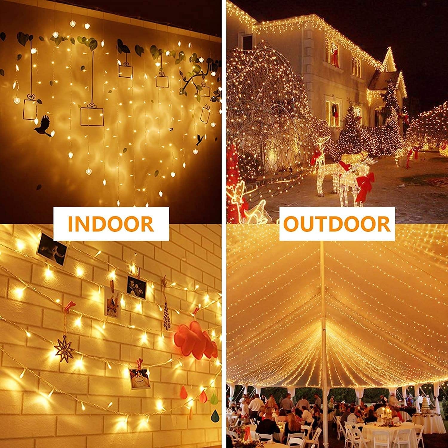 Extra-Long 66FT String Lights Outdoor/Indoor 200 LED (Warm White) Yellow  Bed Bath  Beyond 35086198