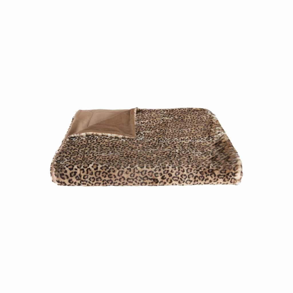 HomeRoots 50" X 70" Brown and Black Faux Fur Leopard Plush Throw Blanket