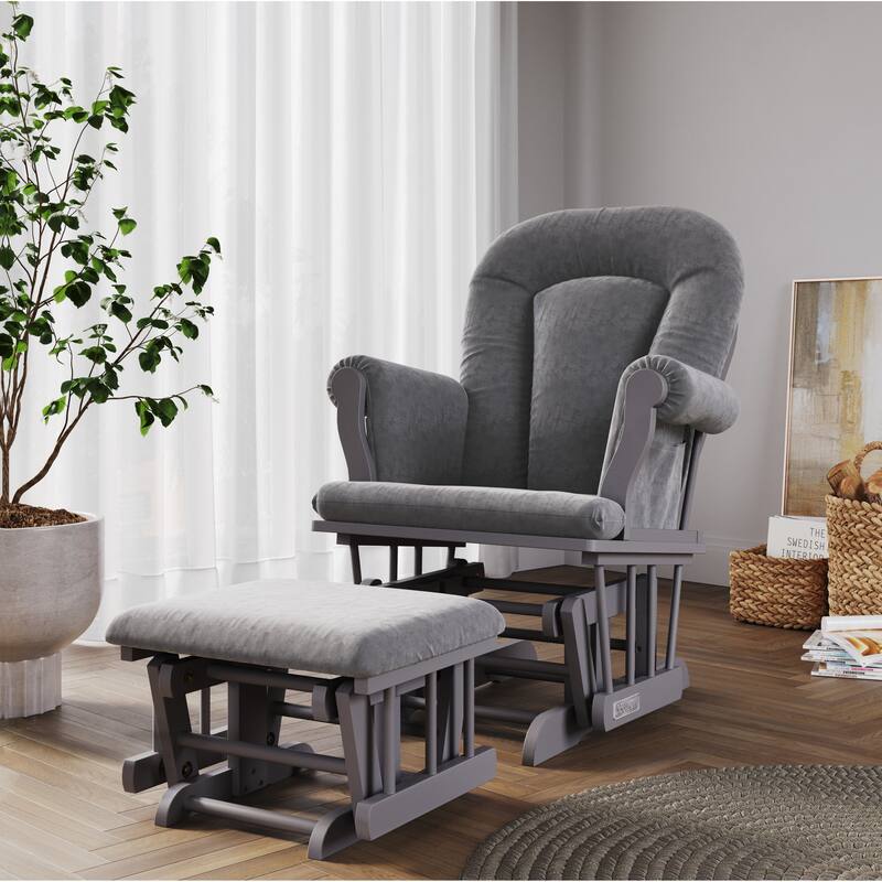 Forever Eclectic Cozy Glider Rocker and Ottoman - Cool Gray/Dark Gray