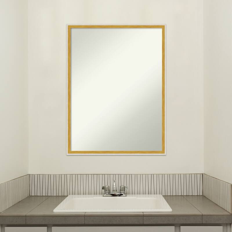 Paige Non-Beveled Wood Framed Bathroom Vanity Wall Mirror