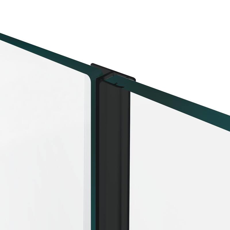 Elegant Frameless Pivot Hinged Fixed Bathtub Panel 5/16" Clear Tempered Glass Door Rotated 90° Shower Door for Bathtub