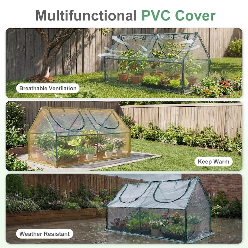 Aoodor 4 ft. x 2 ft. x 2 ft. Mini Greenhouse 2 Zipper Doors