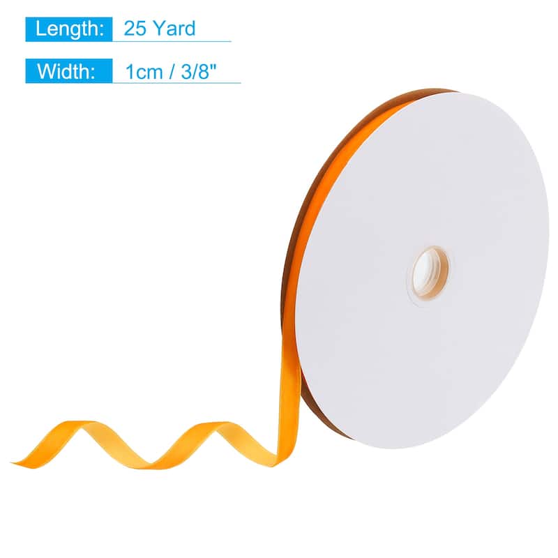 Velvet Ribbon 25 Yard Single Face Spool Silky for Gift Wrapping Decor - Orange - 3/8 Inch x 25 Yard