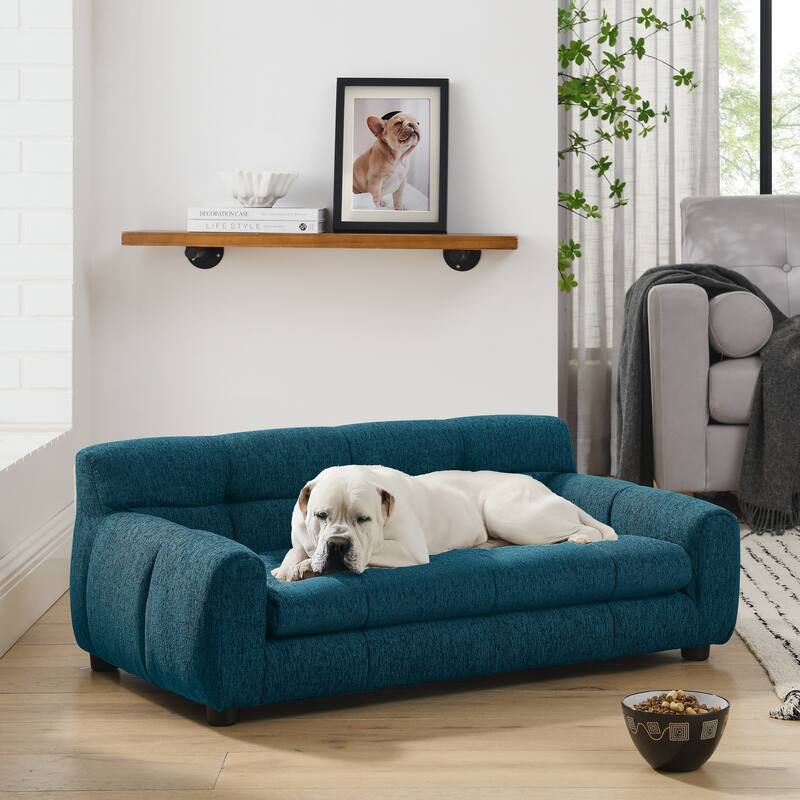 Roomfitters Soft Pet Sofa with Backrest and Armrests, Modern Rectangular Dog Couch for Small and Medium Dogs