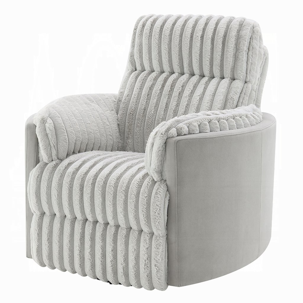 Watsy Manual Glider Recliner Swivel Chair, Modern Gray Corduroy