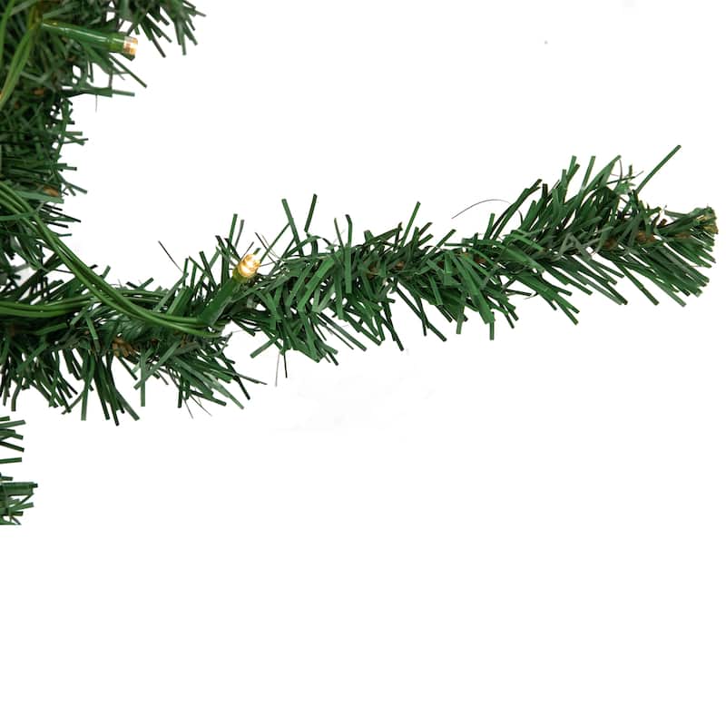 27' x 20" Pre-Lit Green Artificial Pine Christmas Garland Warm White LED Lights