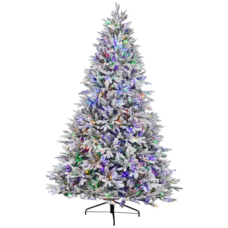 Real Touch™ Elite Pre-Lit Flocked Yukon Pine IPT Artificial Christmas Tree - 7' Dual Color LED - 7 Foot
