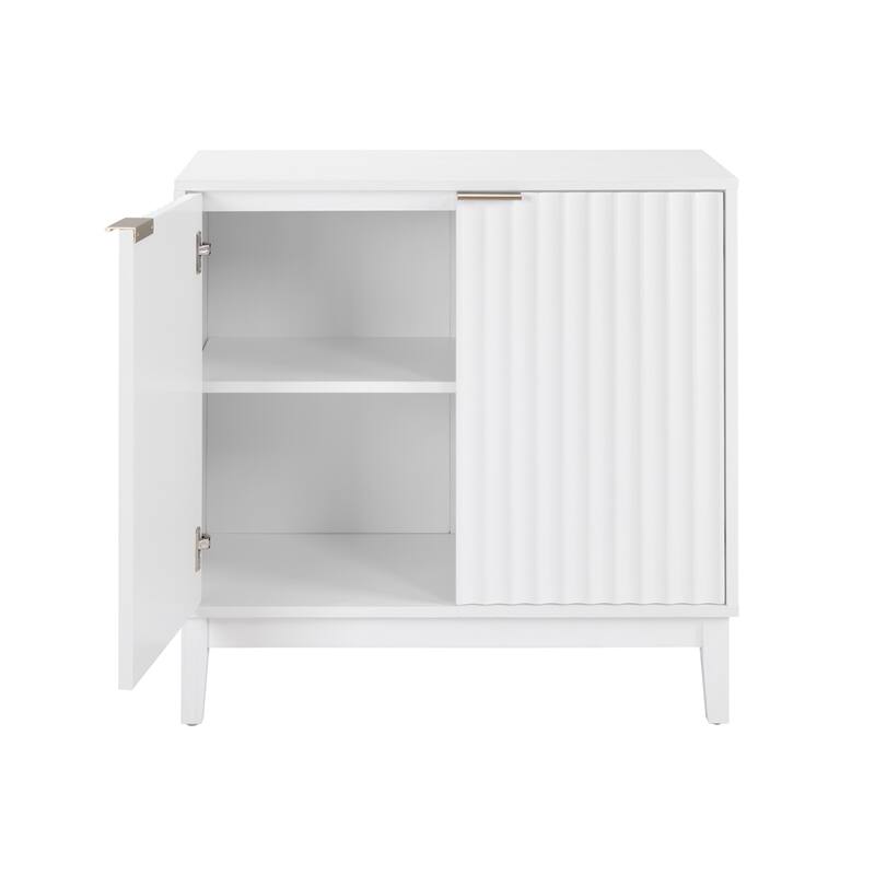 2 Doors Sideboard Buffet Cabinet, Fluted Storage Cabinet, Wood Accent Table with Adjustable Shelves, Console Table