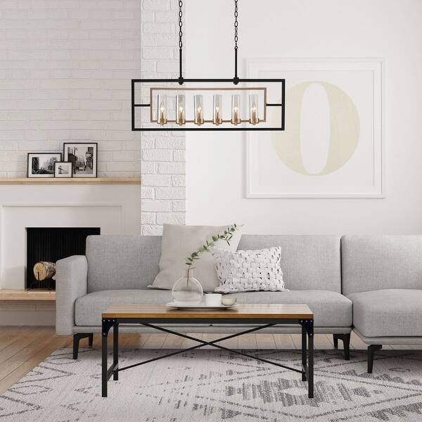 modern 6 light geometric chandelier black gold glass island lights l37 4 x w5 1 x h20 9 overstock 33851093