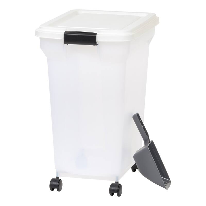 Airtight Mobile Pet Food Storage with Removable Casters and Scoop - 42 LBS.