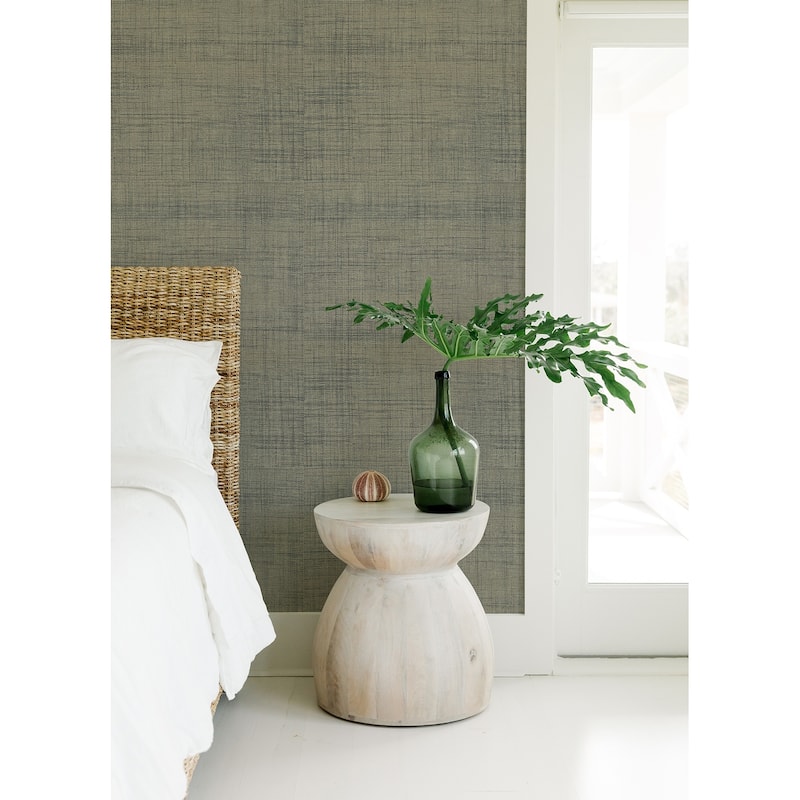 A-Street Prints Cheng Light Grey Woven Grasscloth Wallpaper