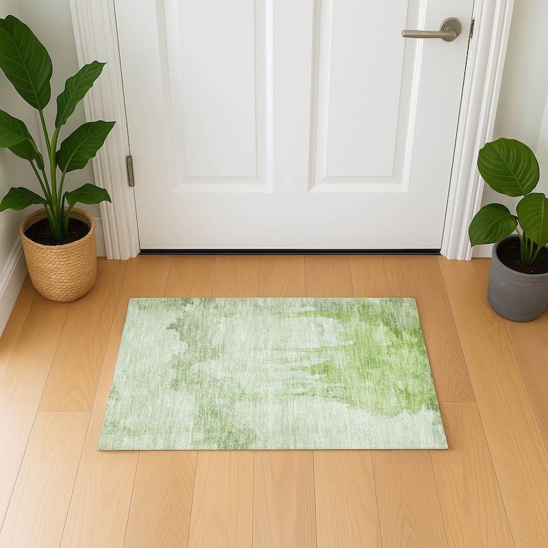 Premium Washable Super Soft Abstract Mayfield Rug - Aloe - 1'8" x 2'6"