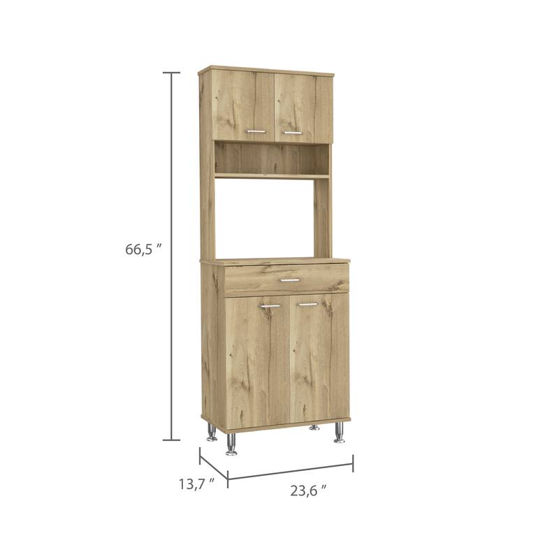 Bay Area Pantry, Two Door Cabinets, One Drawer, Four Adjustable Metal Legs - Beige