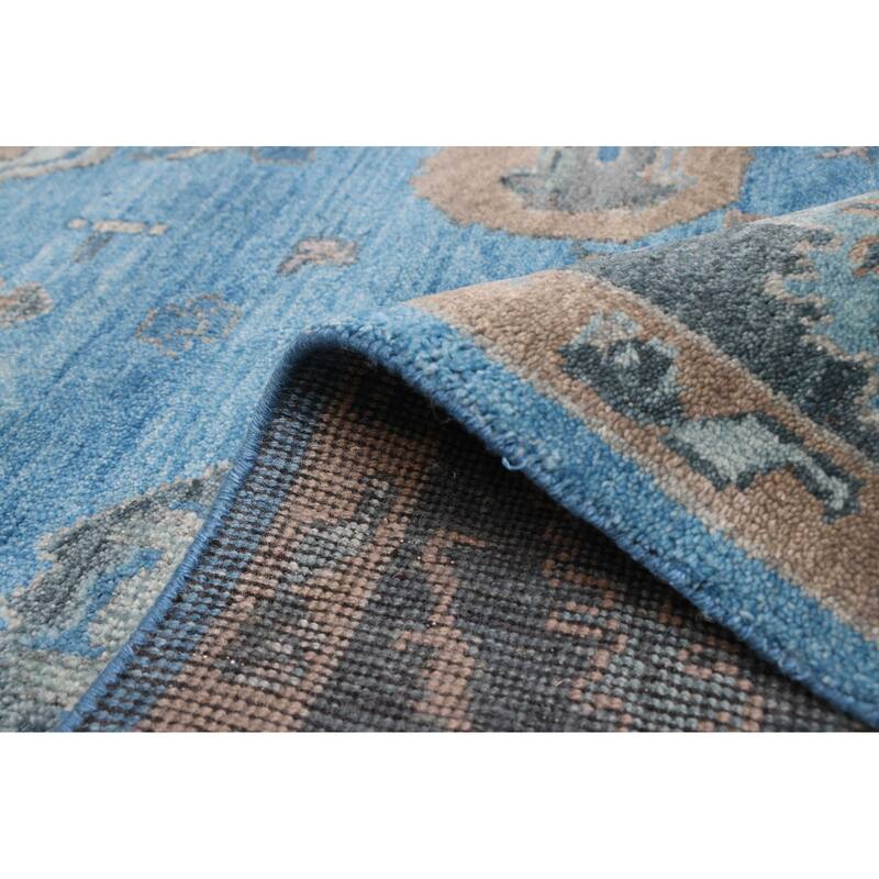ECARPETGALLERY Hand-knotted Modern Oushak Blue Wool Rug - 9'1 x 11'10
