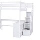 preview thumbnail 6 of 22, Full Size Loft Bed with Built-in L-Shaped Desk, Storage Shelves, and Storage Staircase