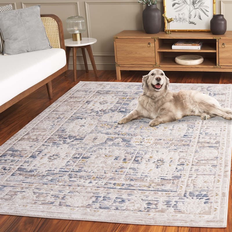 SAFAVIEH Prestige Ursula Contemporary Rug - 6'7" Round - Beige/Blue