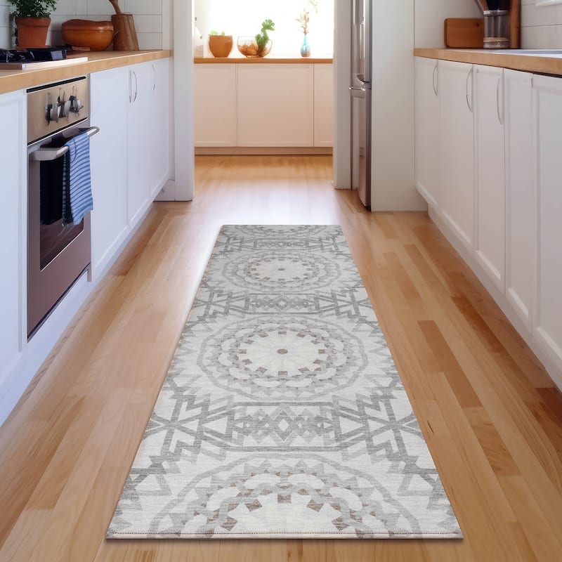 Premium Washable Super Soft Boho Global Mayfield Rug - Silver - 2' 3" x 7' 6" - Runner