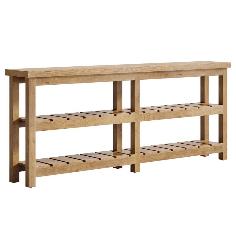 70.86-Inch Extra Long Console Table Farmhouse 3-Tier Entryway Table